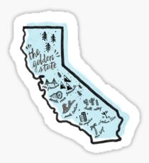 Handdrawn California Golden State Design Sticker