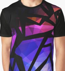 Abstrakter Druck des Dreieckpolygondruckes. Helle dunkle Designfarben Grafik T-Shirt