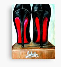 Christian Louboutin Pop Art Bright Black Red Bottom Heels Canvas Print