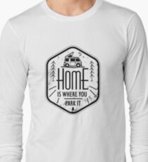 Home is where you park it vanlife camper art black on white Long Sleeve T-Shirt