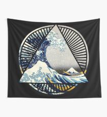 Vintage Hokusai Mont Fuji Grande Tsunami vague japonaise géométrique Manga Shirt Tenture murale