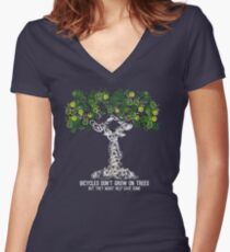Bike Tree (white) Women's Fitted V-Neck T-Shirt