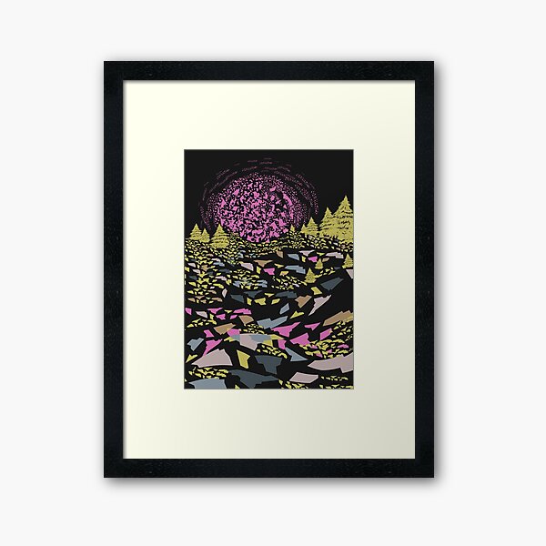 Trippy hills colorful Framed Art Print