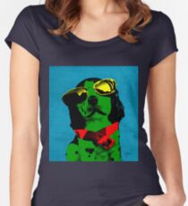 FUNNY DOG! Green Blue Women's Fitted Scoop T-Shirt
