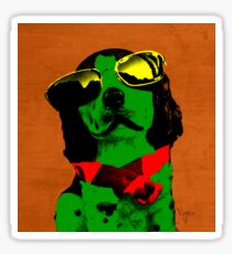FUNNY DOG Green Red Sticker