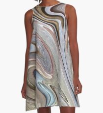 cool Abstract neutral Chocolate brown tan swirls pattern A-Line Dress