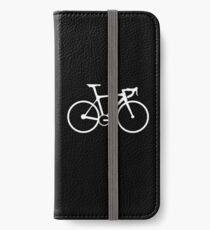 Bicycle, Racing Bike, Road Bike, Racing Bicycle, White on Black iPhone Wallet/Case/Skin