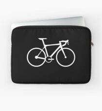 Bicycle, Racing Bike, Road Bike, Racing Bicycle, White on Black Laptop Sleeve
