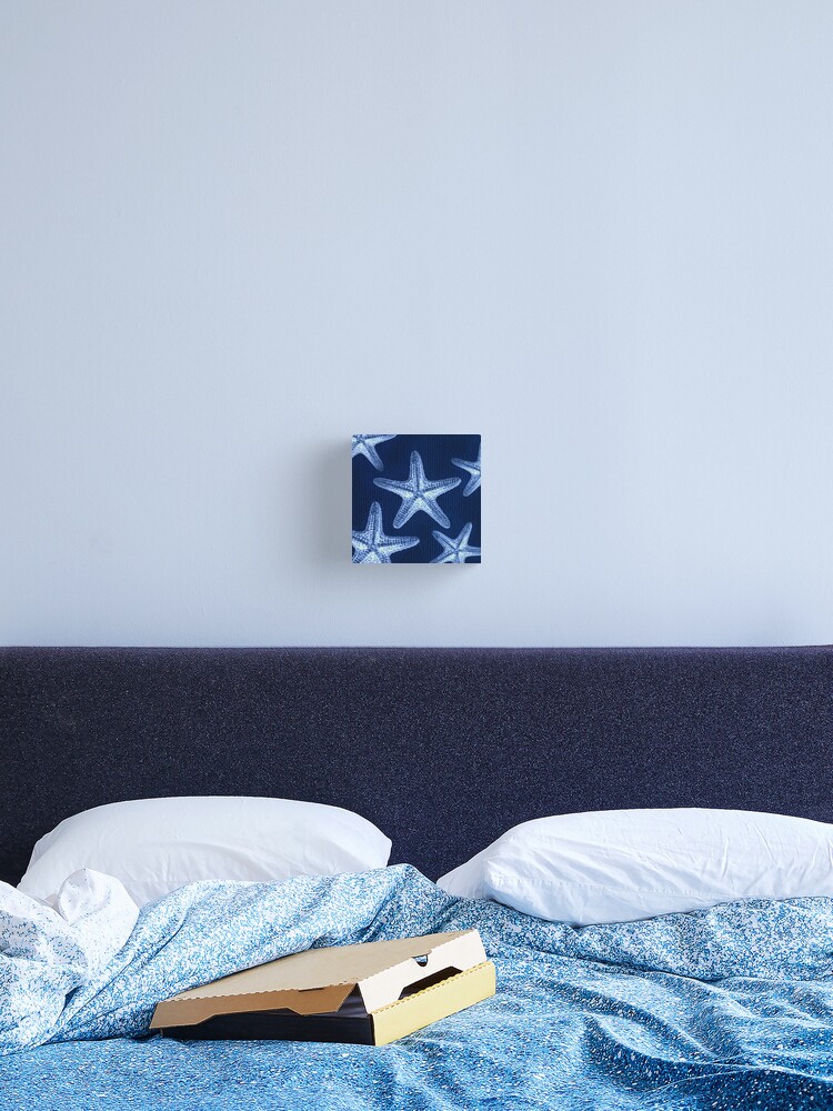 Rustic Coastal Chic Nautical Navy Blue Beach Starfish Canvas Print