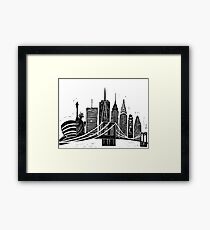 Linocut New York Framed Print