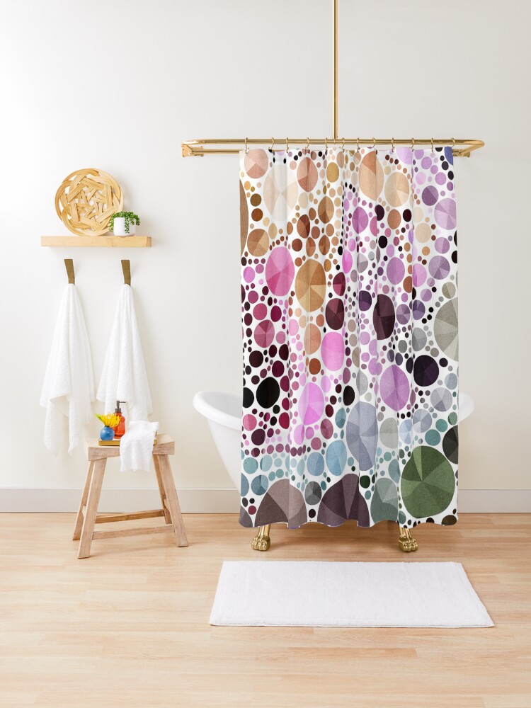 Neon Bright Colorful Pastel Pink Geometric Circles Shower Curtain