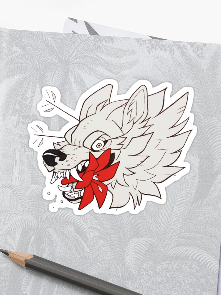 Tatouage De Loup Et De Fleur De Lys Sticker