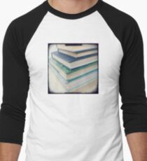 Pile of books - blue Men's Baseball Âľ T-Shirt