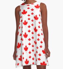 Canada Leggings - Canadian Maple Leaf Pattern Duvet A-Line Dress