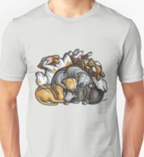 Sleeping pile of Staffordshire Bull Terriers Unisex T-Shirt