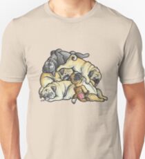 Camiseta unisex Dormir montón de Pugs