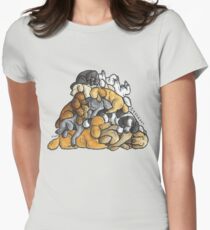 Sleeping pile of Poodle dogs Women's Fitted T-Shirt
