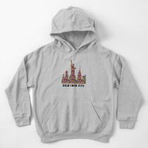 Freiheitsstatue New York City Skyline gemacht mit Lego wie Blöcken Kinder Hoodie