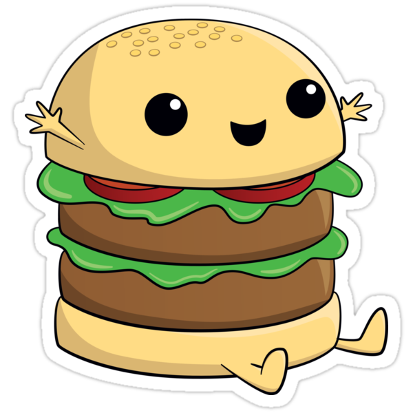 Kawaii Cute Cartoon Burger Stickers By Rideawave Redbubble