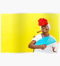 Cuban Woman In Havana With Cigar Poster