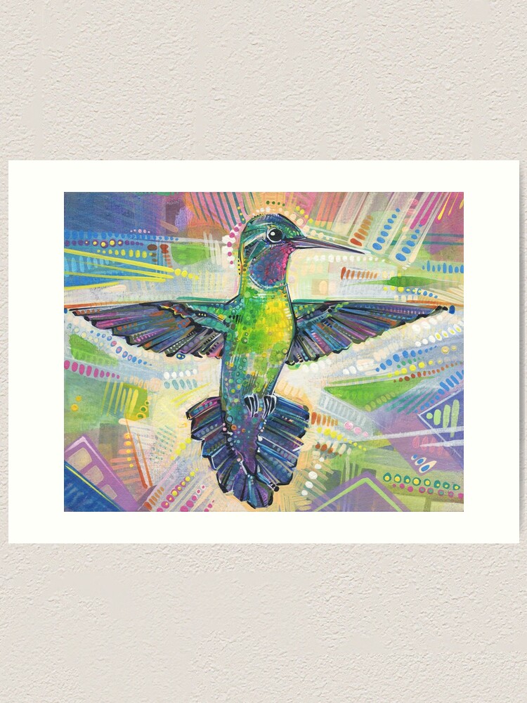 Alternate view of Warrior (Purple-throated mountaingem hummingbird) painting - 2016 Art Print