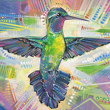 Artwork thumbnail, Purple-throated Mountaingem Hummingbird Painting - 2016 by gwennpaints