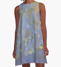 Champagne-Ballsaalnahaufnahme, glühendes ultraviolettes, Goldfunkeln-Fantasieleuchter A-Linien Kleid