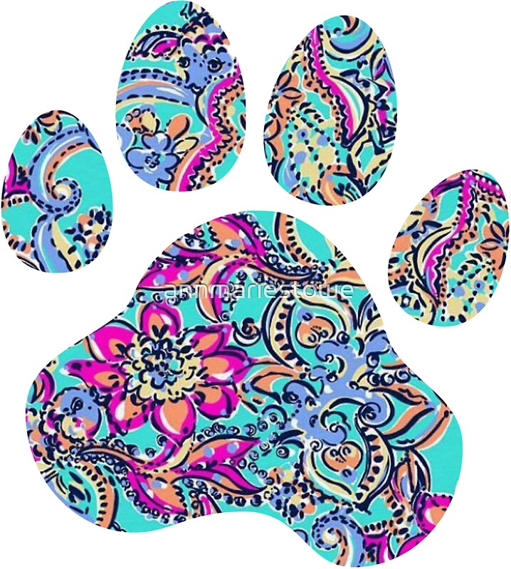 bright floral paw print stickers by annmariestowe  redbubble bright floral paw print stickers by annmariestowe  redbubble