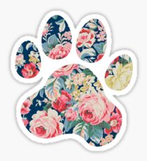 Navy Floral Paw Print Sticker