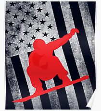 Snowboarding snowboard USA American flag Poster