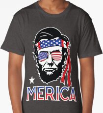 Merica - Funny Abe Lincoln 4th of July Hip American T-shirt Long T-Shirt