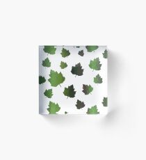 Green Maple Leaves Acrylic Block