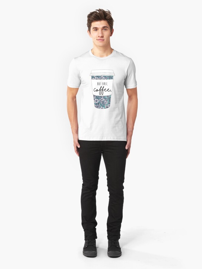 Alternative Ansicht von Blumenkaffee Slim Fit T-Shirt