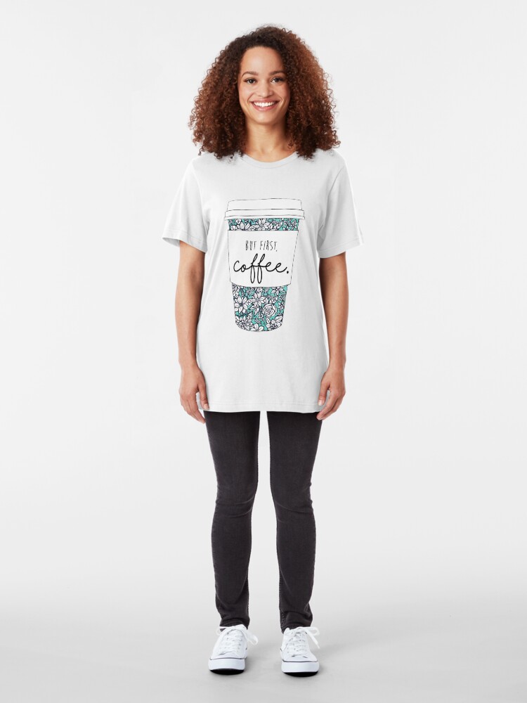 Alternative Ansicht von Blumenkaffee Slim Fit T-Shirt
