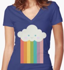 Proud rainbow cloud Women's Fitted V-Neck T-Shirt