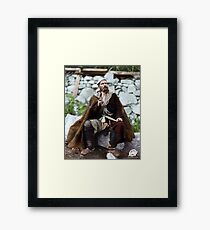 Old peasant with dagger and long smoking pipe, Svanetia, Georgia, ca. 1888 Framed Print