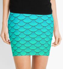 Mermaid Tail Turquoise Green Pattern Mini Skirt