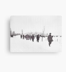 Bastogne Soldiers Marching in the Snow Metal Print