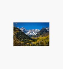 Blue Skies, First Snow on Maroon Bells & Golden Aspens Art Board