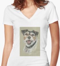 Terrier portrait Women's Fitted V-Neck T-Shirt