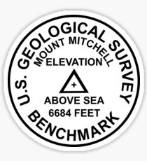 Mount Mitchell, North Carolina USGS Style Benchmark Sticker