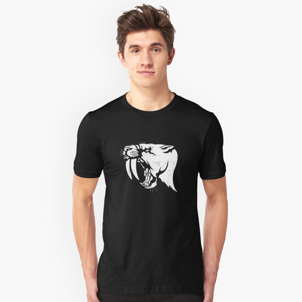 saber tooth cat stencil Slim Fit T-Shirt