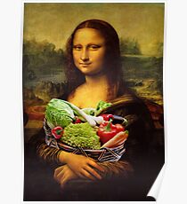 Mona Lisa Loves Vegetables Poster