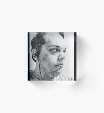 Self-Portrait Stippling Acrylic Block