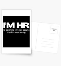 I'm HR human resources Postcards