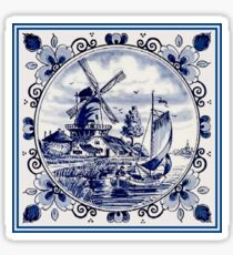 Pegatina DUTCH BLUE DELFT: Vintage Windmill Print