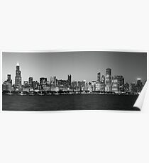 Chicago skyline black and white Poster