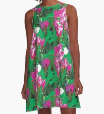 Pink Floral Abstract A-Line Dress
