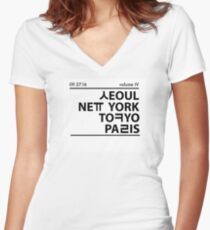Seoul, New York, Tokyo, and Paris Women's Fitted V-Neck T-Shirt