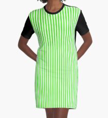 Green and White Striped Slimming Dress Graphic T-Shirt Dress